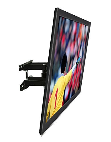 Mount-It! Articulating TV Wall Mount Corner Bracket, VESA 400 x 400 Compatible, Stable Dual Arm Full Motion, Swivel, Tilt Fits 32, 37, 40, 42, 47, 50 Inch TVs, 115 Lbs Capacity With HDMI Cable Black