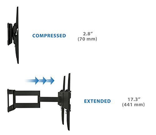 Mount-It! Full Motion TV Wall Mount Bracket For Flat Screen 32 39 40 42 43 45 48 49 50 55 60 65 Inch 4K LCD LED OLED Plasma Televisions, VESA 600x400mm, 110 Lb Capacity, Black (MI-346L)