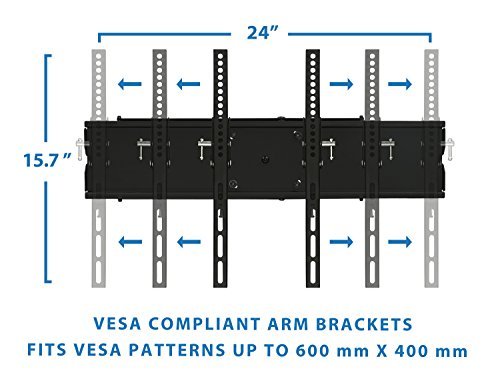 Mount-It! Full Motion TV Wall Mount Bracket For Flat Screen 32 39 40 42 43 45 48 49 50 55 60 65 Inch 4K LCD LED OLED Plasma Televisions, VESA 600x400mm, 110 Lb Capacity, Black (MI-346L)