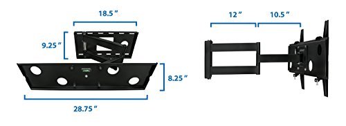 Mount-It! MI-2171L TV Wall Mount Full Motion Bracket, Swing Out Arm, for 32" to 65" Flat Screen LCD and LED, VESA 200x200 to 600x400, 165 lb Capacity, Black