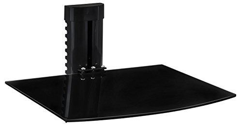 Mount-It! MI-891 Floating Wall Mounted Shelf Bracket Stand for AV Receiver, Component, Cable Box, Playstation4, Xbox1, DVD Player, Projector, 17.6 Lbs Capacity, 1 Shelf, Tinted Tempered Glass