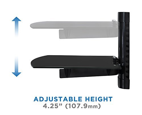 Mount-It! MI-891 Floating Wall Mounted Shelf Bracket Stand for AV Receiver, Component, Cable Box, Playstation4, Xbox1, DVD Player, Projector, 17.6 Lbs Capacity, 1 Shelf, Tinted Tempered Glass