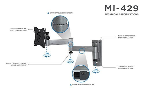 Mount-It! RV TV Mount, Lockable Full Motion TV Wall Mount Designed Specifically for RV or Mobile Home Use Single Arm Tilting and Swiveling 42 Inches Max, 33 Lb Load Capacity, up to VESA 200 Compatible