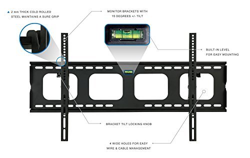 Mount-It! Tilting TV Wall Mount Bracket For Samsung Sony Vizio LG Panasonic TCL VESA 200x200 400x400 600x400 850x450 Compatible Premium Tilt 220 Lbs Capacity, Size 42-80 inch