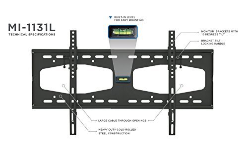 Mount-It! Tilting TV Wall Mount for 32" 40" 47" 50" 55" Samsung, Sony, Vizio, LG, Sharp TVs with Low Profile Design up to VESA 600x400mm, Black