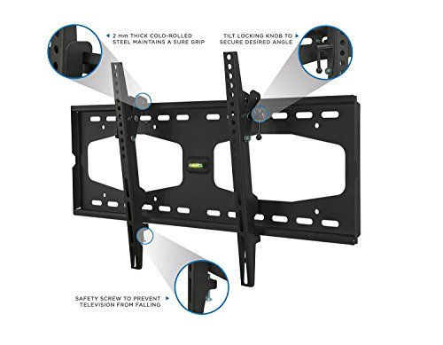 Mount-It! Tilting TV Wall Mount for 32" 40" 47" 50" 55" Samsung, Sony, Vizio, LG, Sharp TVs with Low Profile Design up to VESA 600x400mm, Black