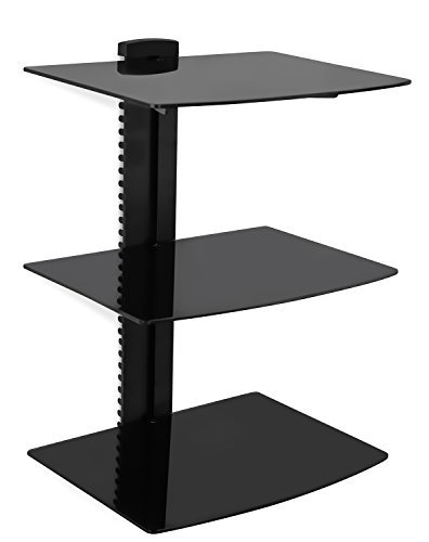 Mount-It! Wall Mounted AV Component Shelving System with 3 Adjustable Tempere...