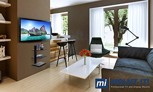 Mount-It! Wall Mounted AV Component Shelving System with 3 Adjustable Tempere...