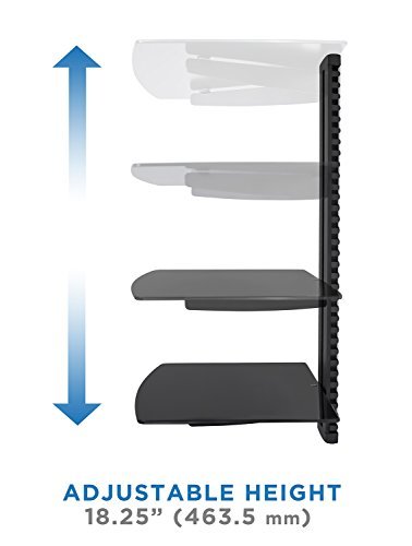 Mount-It! Wall Mounted AV Component Shelving System with 3 Adjustable Tempere...