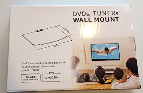 Mount Plus DV202 Single Glass Shelf Wall Mount for Compact DVD Player, Compact Blu-ray Player, WII,Apple TV, Roku Streaming Media Player, WD TV Live Media Player, TiVo Roamio (14.17" Wide X 9.84" Deep X 1" Height)