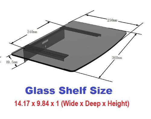 Mount World 1443 Compact Glass Component Single Shelf for DVD Player, Blu-ray Player, Cable Box, Satellite, Wii and Video Accessories (14.17" Wide X 9.84" Deep X 1" Height)