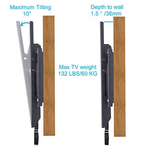 Mounting Dream MD2268-LK TV Wall Mount Tilting Bracket for Most 42-70 Inch LED, LCD and Plasma TVs up to VESA 600 x 400mm and 132 LBS Loading Capacity, 6 FT HDMI Cable and Torpedo Level