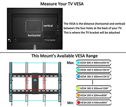 Mounting Dream MD2268-LK TV Wall Mount Tilting Bracket for Most 42-70 Inch LED, LCD and Plasma TVs up to VESA 600 x 400mm and 132 LBS Loading Capacity, 6 FT HDMI Cable and Torpedo Level