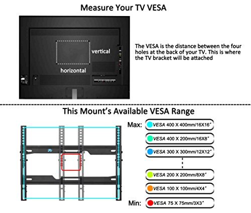 Mounting Dream MD2268-MK TV Wall Mount Tilting Bracket for Most 26-55 Inch LED, LCD and Plasma TVs up to VESA 400 x 400mm and 100 LBS Loading Capacity, 6 FT HDMI Cable and Torpedo Level