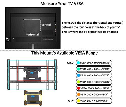 Mounting Dream MD2296 TV Wall Mount Bracket for most 42-70 Inch LED, LCD and OLED Flat Screen TV, with Full Motion Swivel Articulating Arms, up to VESA 600 x 400mm and 100 LBS