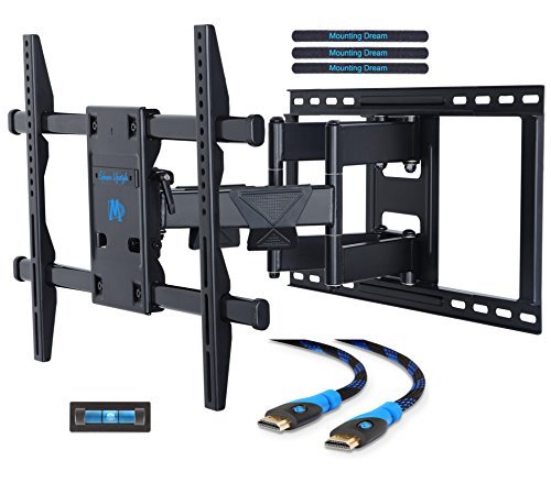 Mounting Dream MD2298 Premium TV Wall Mount Bracket Fits 16, 18, 24 inch Wood Stud Spacing with Full Motion Articulating Arm for most 42-70 Inch LED, LCD and Plasma TV up to VESA 600x400mm and 132 lbs