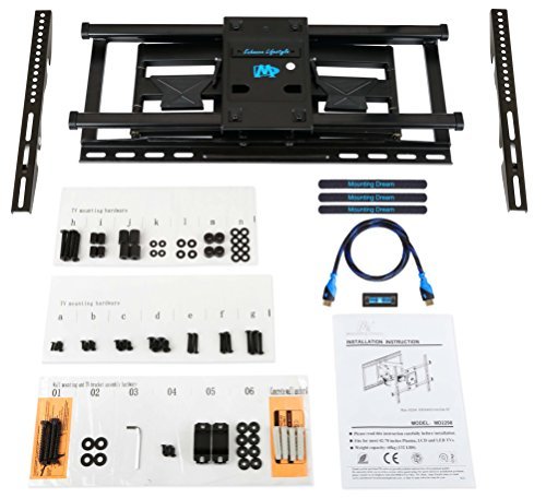 Mounting Dream MD2298 Premium TV Wall Mount Bracket Fits 16, 18, 24 inch Wood Stud Spacing with Full Motion Articulating Arm for most 42-70 Inch LED, LCD and Plasma TV up to VESA 600x400mm and 132 lbs