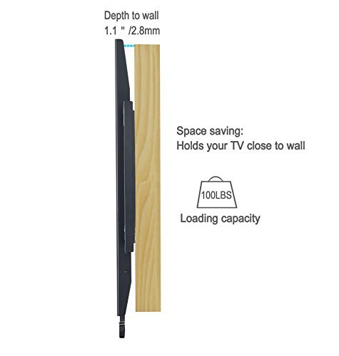 Mounting Dream MD2361-K Low profile TV Wall Mount Bracket for Most 26-55 Inch LED, LCD and Plasma TVs up to VESA 400 x 400mm and 100 LBS Loading Capacity