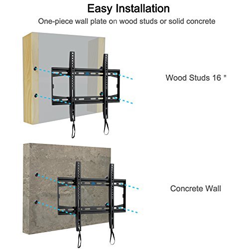 Mounting Dream MD2361-K Low profile TV Wall Mount Bracket for Most 26-55 Inch LED, LCD and Plasma TVs up to VESA 400 x 400mm and 100 LBS Loading Capacity