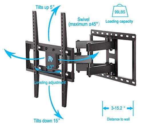 Mounting Dream MD2380 TV Wall Mount Bracket for most 26-55 Inch LED, LCD, OLED and Plasma Flat Screen TV, with Full Motion Swivel Articulating Dual Arms, up to VESA 400x400mm and 99 LBS with Tilting