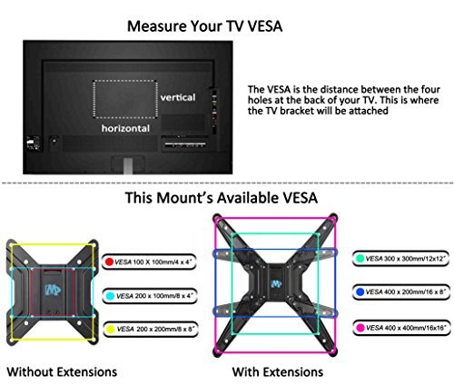 Mounting Dream MD2413-KT Full Motion TV Wall Mount and DVD Floating Shelf with Two Tiers DVD Shelves, TV Mount Fits Most of 26-55 Inch TVs up to 60 LBS with Max VESA of 400 x 400mm, 19.4” Extension