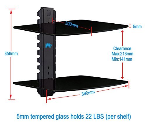 Mounting Dream MD2413-KT Full Motion TV Wall Mount and DVD Floating Shelf with Two Tiers DVD Shelves, TV Mount Fits Most of 26-55 Inch TVs up to 60 LBS with Max VESA of 400 x 400mm, 19.4” Extension