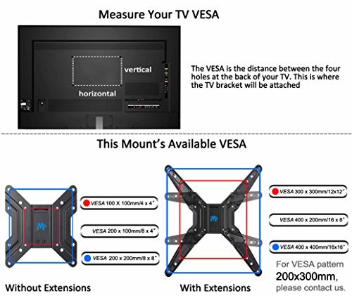 Mounting Dream MD2413-MX TV Wall Mount Bracket for most of 26-55 Inch LED, LCD, OLED Flat Screen TV with Full Motion Swivel Articulating Arm, up to VESA 400x400mm and 60 LBS with Tilting