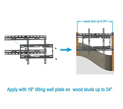 Mounting Dream MD5232 TV Wall Mount Extension Bracket for 16” or Less TV Wall Plate, Fitting 16” - 24” Wood Stud and Easy Centering TV in Position, Max Loading Capacity of 154 LBS