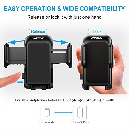 Mpow Car Phone Holder,CD Slot Car Phone Mount Universal Car Cradle Mount with Three-Side Grips and One-Touch Design for iPhone 7/7P/6s/6P/5S, Galaxy S5/S6/S7/S8, Google, LG, Huawei and More
