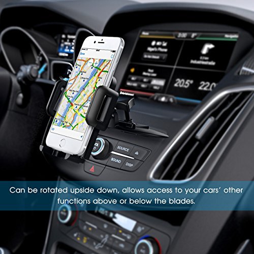 Mpow Car Phone Holder,CD Slot Car Phone Mount Universal Car Cradle Mount with Three-Side Grips and One-Touch Design for iPhone 7/7P/6s/6P/5S, Galaxy S5/S6/S7/S8, Google, LG, Huawei and More