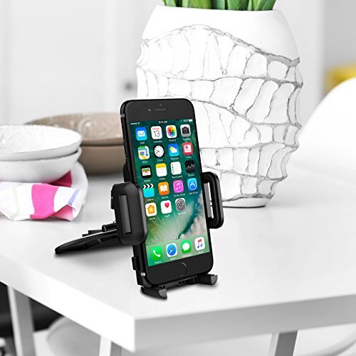 Mpow Car Phone Holder,CD Slot Car Phone Mount Universal Car Cradle Mount with Three-Side Grips and One-Touch Design for iPhone 7/7P/6s/6P/5S, Galaxy S5/S6/S7/S8, Google, LG, Huawei and More