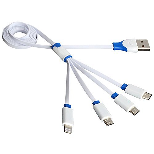 Multi USB Charging Cable,Znines 3.3Ft 4 in 1 Multiple USB Charger Cable Adapter Connector with Type C / 8 Pin Lighting / 2 Micro USB Ports for iPhone 7 7 Plus, Nexus 6P/5X, OnePlus 3, LG G5 and More