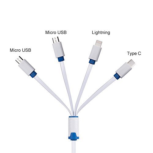 Multi USB Charging Cable,Znines 3.3Ft 4 in 1 Multiple USB Charger Cable Adapter Connector with Type C / 8 Pin Lighting / 2 Micro USB Ports for iPhone 7 7 Plus, Nexus 6P/5X, OnePlus 3, LG G5 and More