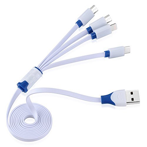 Multi USB Charging Cable,Znines 3.3Ft 4 in 1 Multiple USB Charger Cable Adapter Connector with Type C / 8 Pin Lighting / 2 Micro USB Ports for iPhone 7 7 Plus, Nexus 6P/5X, OnePlus 3, LG G5 and More