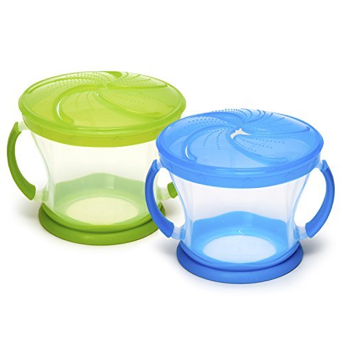 Munchkin Happy Snacker Snack Catcher and Sippy Cup Set, 4 Count, Blue/Green 