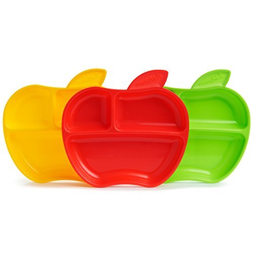 Munchkin Lil' Apple Divided Toddler Plates, 3 Count 