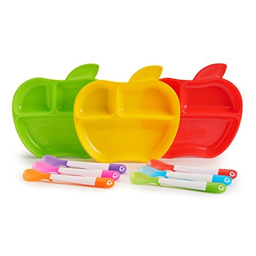 Munchkin Tiny Diner 9 Piece Apple Plate and Spoon Set 