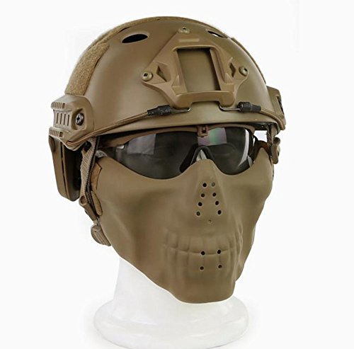 Myheartgoon PJ Type Tactical Fast Helmet & Tactical Mask & Goggle Combination for Airsoft Paintball