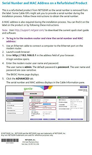 NETGEAR Certified Refurbished C3700-NAR DOCSIS 3.0 WiFi Cable Modem Router with N600 8x4 download speeds. Certified for Xfinity from Comcast, Spectrum, Cox, Cablevision & more