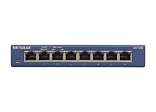 NETGEAR GS108 8-Port Gigabit Ethernet Network Switch | Lifetime Next Business Day Replacement | Sturdy Metal | Desktop | Plug-and-Play | Unmanaged