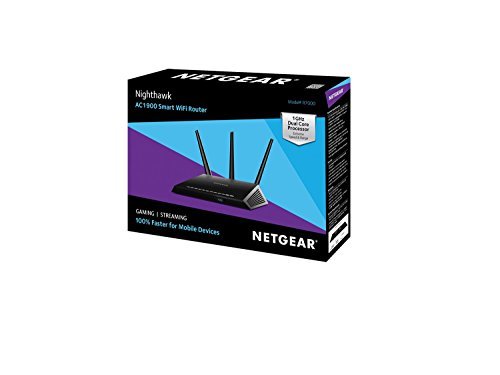 NETGEAR Nighthawk AC1900 Dual Band Wi-Fi Gigabit Router (R7000) with Open Source Support. Compatible with Amazon Echo/Alexa