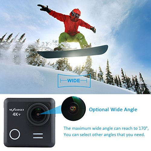 NEXGADGET 4K WIFI Action Cam, DISCOVER-660 SERIES 16MP 4K Waterproof Sports Camera 170 Degree Ultra Wide-Angle Len with SONY Sensor, 2 Pcs Rechargeable Batteries