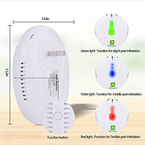 Neatmaster Ultrasonic Pest Repellent - Electronic Pest Control Plug In-Pest Repeller for Insect - Mice , Roaches , Bugs , fleas , Mosquitoes , Spiders