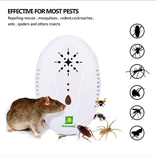 Neatmaster Ultrasonic Pest Repellent - Electronic Pest Control Plug In-Pest Repeller for Insect - Mice , Roaches , Bugs , fleas , Mosquitoes , Spiders