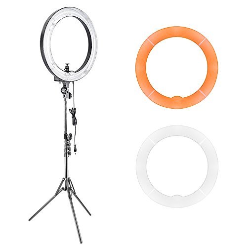 Neewer 10086031 Dimmable 18-Inch Diameter 75W Ring Fluorescent Flash Light And Stand Kit