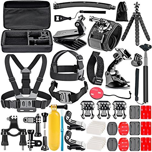 Neewer 50-In-1 Action Camera Accessory Kit for GoPro Hero Session/5 Hero 1 2 3 3+ 4 5 SJ4000 5000 6000 DBPOWER AKASO VicTsing APEMAN WiMiUS Rollei QUMOX Lightdow Campark And Sony Sports DV and More