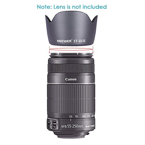 Neewer Lens Hood for Canon EF 75-300mm f/4.0-5.6 USM, II, II USM, III, III USM Lenses, Canon EF 55-250MM f/4-5.6 USM Lens, Replacement for ET-60 II