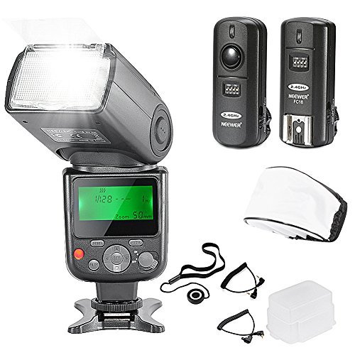 Neewer NW670 E-TTL Flash Kit for Canon DSLR Cameras,Includes:(1)Flash with LCD Screen+(1)2.4 GHz Wireless Trigger+(1)Hard & Soft Flash Diffuser+(1)Lens Cap Holder+C1 Cord+C3 Cord