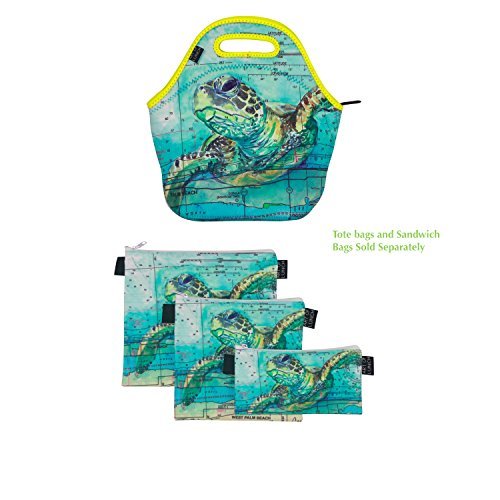 Neoprene Lunch Bag - ART OF LUNCH - By Carly Mejeur (USA) - Artist Royalties and A Portion of Profits will go towards The Loggerhead Marine Life Center of Juno Beach, Florida - Sea Turtle