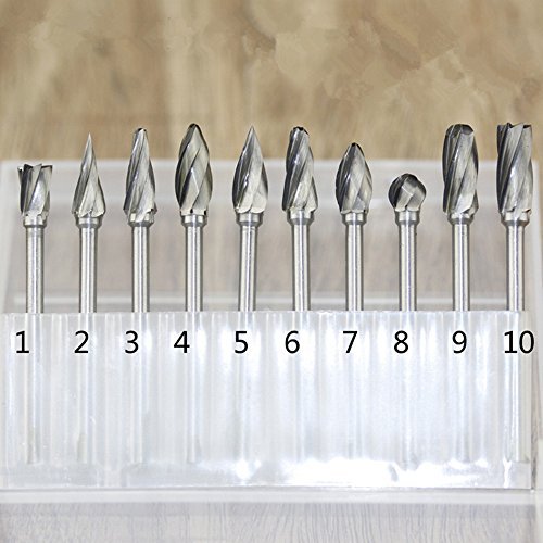 New 10 Pieces Tungsten Carbide Rotary Burr SET 1/8'' Shank Fit Dremel Tools for DIY Woodworking, Carving, Engraving, Drilling